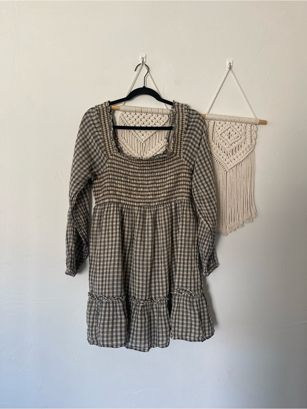 American Eagle Smocked Long Sleeve Baby Doll Mini Dress - Picture 2 of 5